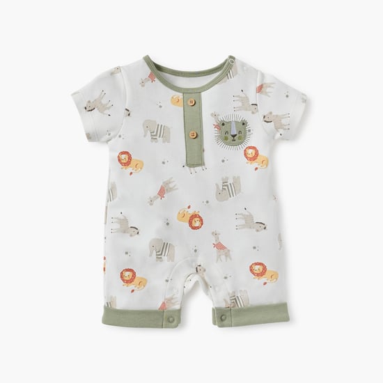 Juniors Animal Print Romper with Short Sleeves
