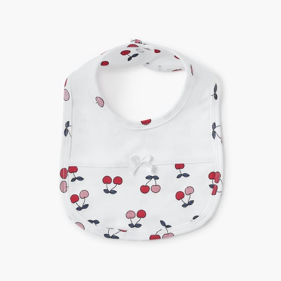 Juniors Cherry Print Bib with Button Closure