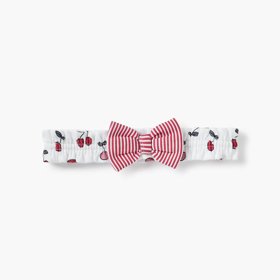 Juniors Cherry Print Headband with Bow Detail