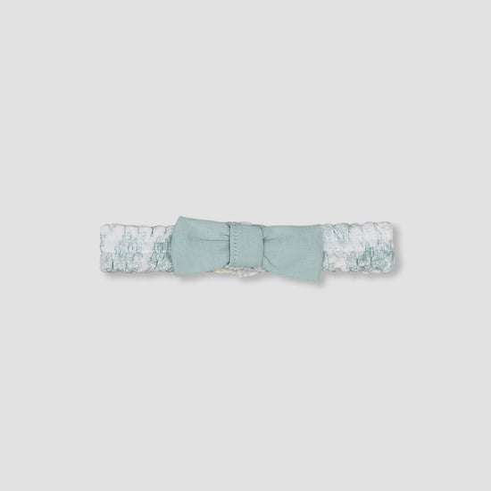 Giggles Printed Headband with Bow Applique