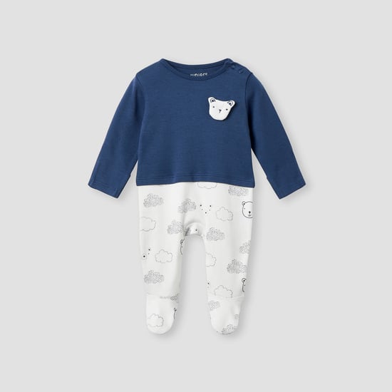 Juniors Bear Applique Sleepsuit with Long Sleeves