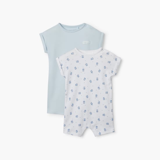 Juniors Printed Romper with Extended Sleeves - Set of 2