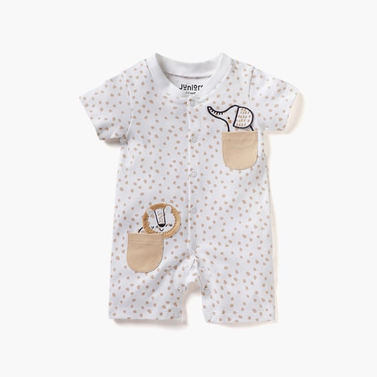 Juniors All-Over Print Romper with Short Sleeves