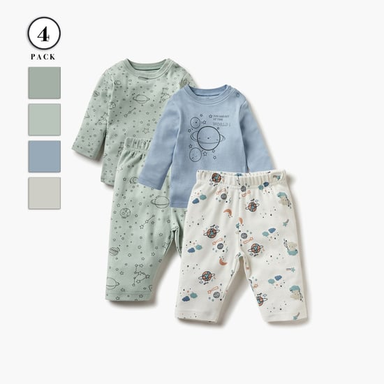 Juniors Space Print T-shirt with Pyjama - Set of 2