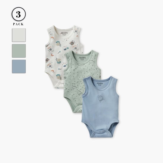 Juniors Space Print Sleeveless Bodysuit - Set of 3