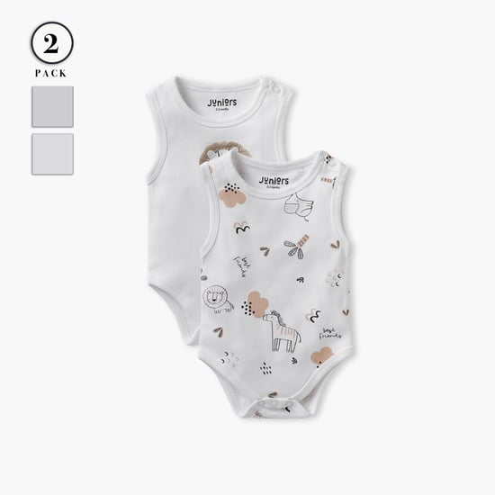 Juniors Assorted Sleeveless Bodysuit with Button Closure - Set of 2
