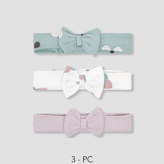 Juniors Printed Hairband with Bow Accent - Set of 3