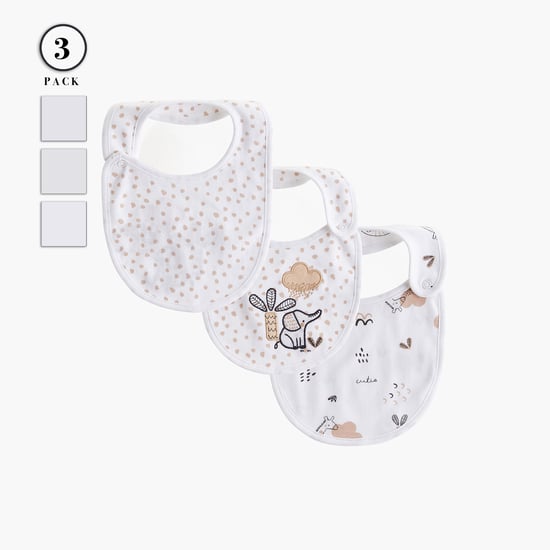 Juniors Printed Bib with Button Closure - Set of 3