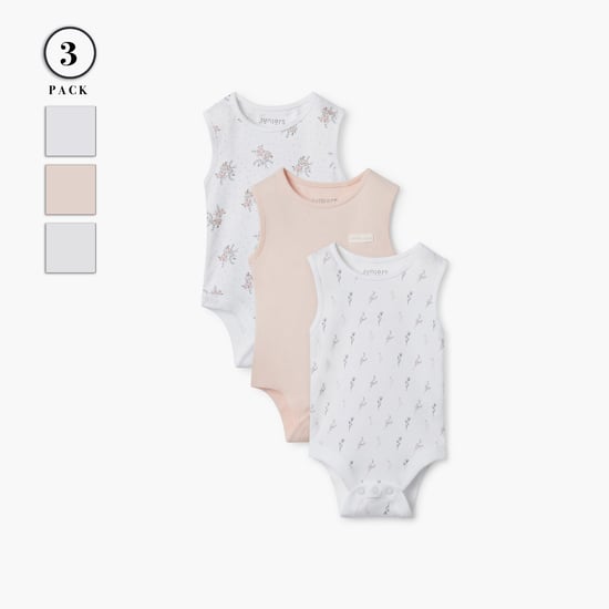 Juniors Printed Sleeveless Bodysuit - Set of 3