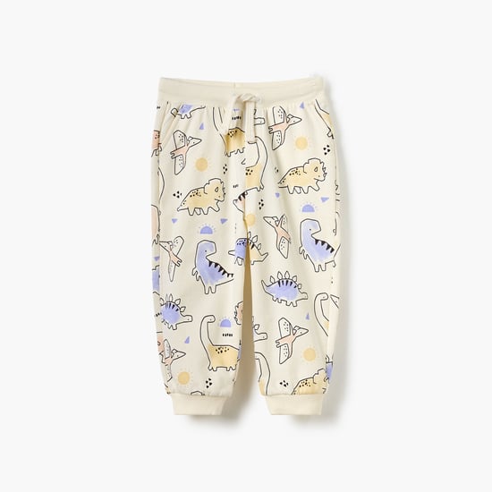 Juniors All-Over Dinosaur Print Joggers with Drawstring Closure