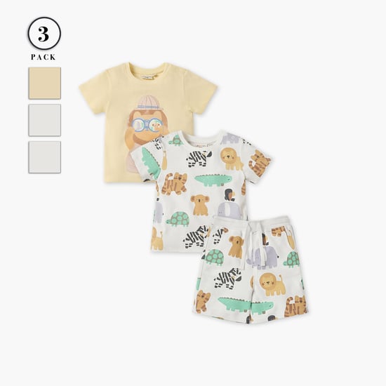 Juniors 3-Piece Printed T-shirt and Shorts Set