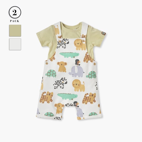 Juniors Animal Print Dungaree and T-shirt Set