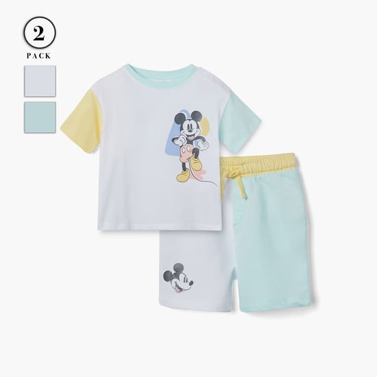 Disney Mickey Mouse Print T-shirt and Shorts Set