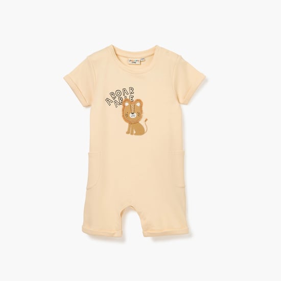 Juniors Lion Applique Romper with Short Sleeves