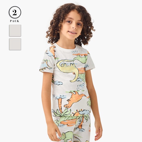 Juniors All-Over Dinosaur Print T-shirt and Pyjama Set