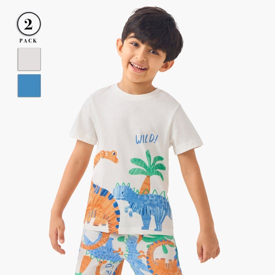 Juniors Dinosaur Print T-shirt and Shorts Set