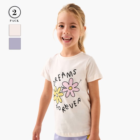 Juniors Floral Print T-shirt and Pyjama Set
