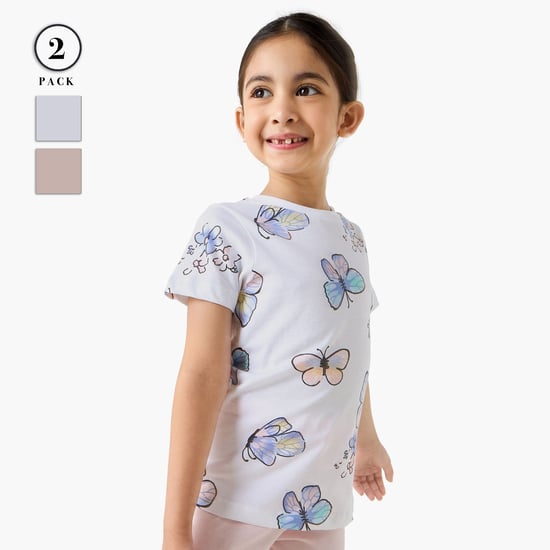 Juniors Butterfly Print T-shirt and Pyjama Set