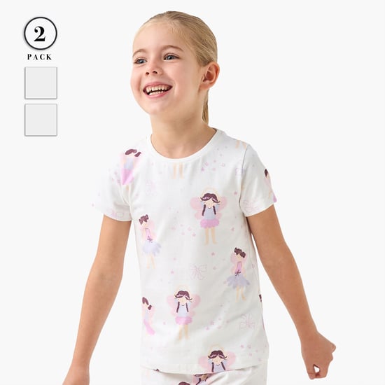 Juniors Angel Print T-shirt and Pyjama Set