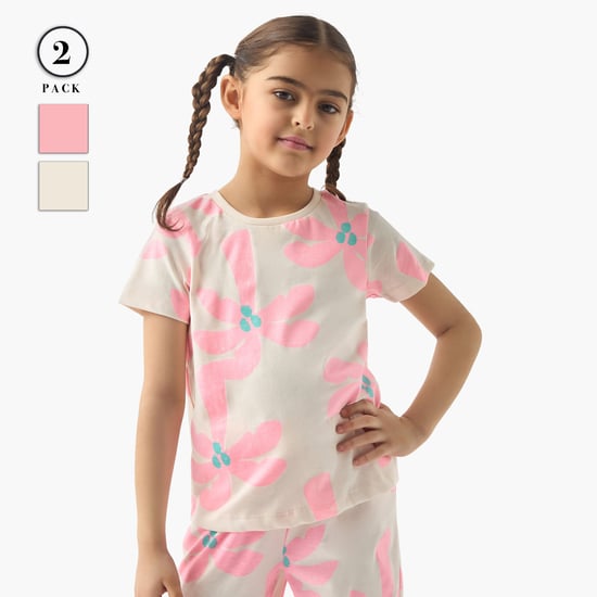 Juniors All-Over Floral Print T-shirt and Shorts Set
