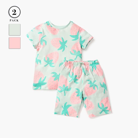 Juniors Strawberry Print T-shirt and Shorts Set