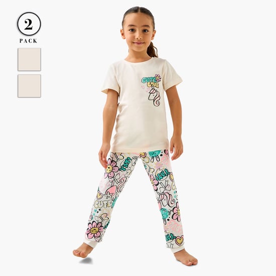 Juniors Printed T-shirt and Pyjama Set