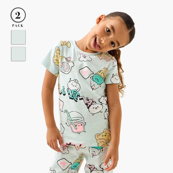 Juniors All-Over Print T-shirt and Pyjama Set