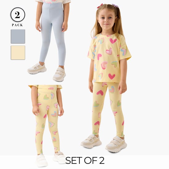 Juniors Assorted Leggings with Elasticated Waistband - Set of 2