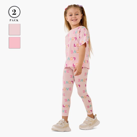 Juniors Assorted Leggings with Elasticated Waistband - Set of 2