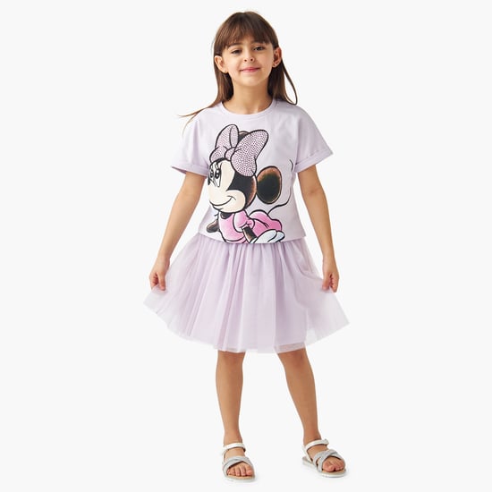 Minnie Mouse Embellished T-shirt and Skirt Set