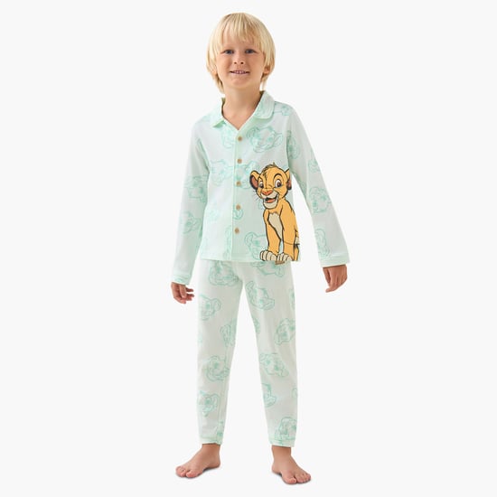 Juniors Simba Print Shirt with Pyjamas Set
