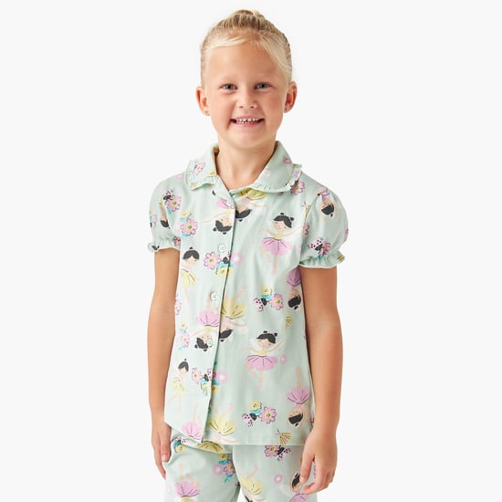 Juniors Ballerina Print Shirt and Pyjama Set