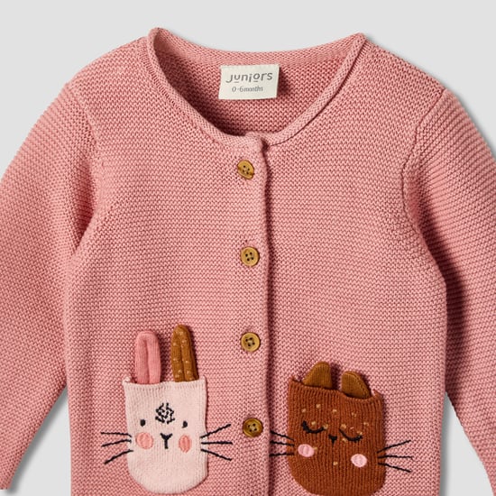 Juniors Applique Cardigan with Pants Set