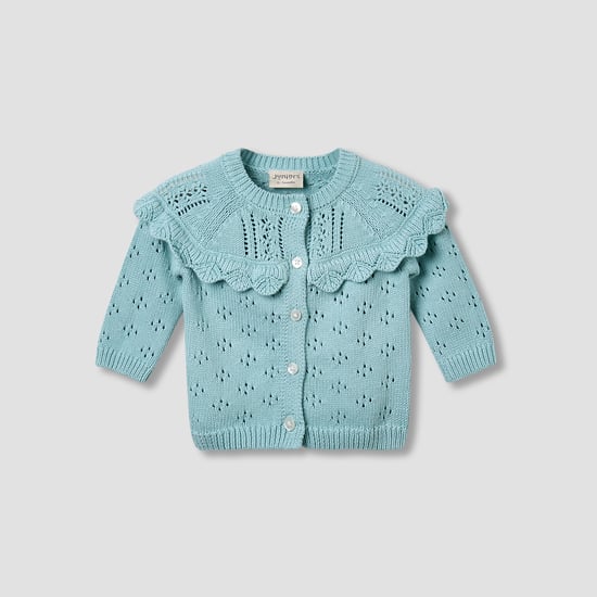 Juniors Open Knit Cardigan with Long Sleeves