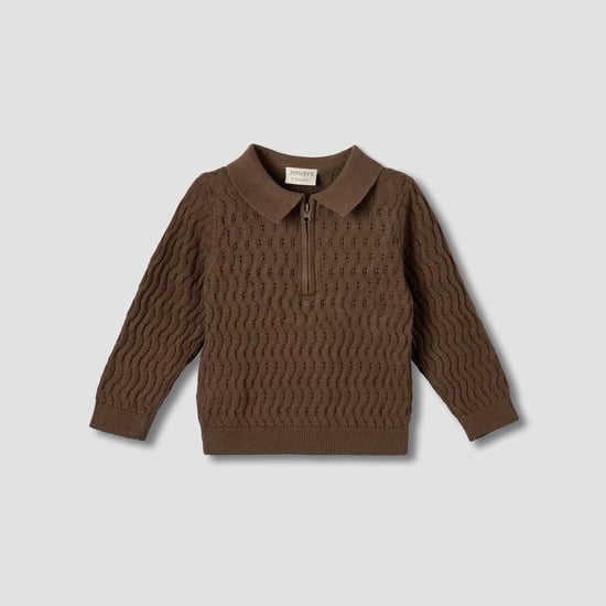 Juniors Knitted Sweater with Polo Collar