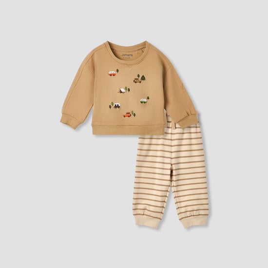 Juniors Embroidered T-shirt with Joggers Set
