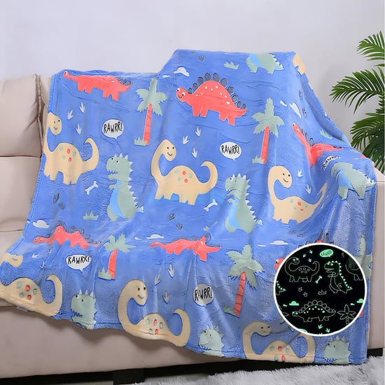 Dinosaur Applique Glow in the Dark Blanket - 152x200 cm