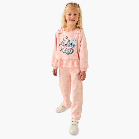Juniors Stitch Print Sweatshirt and Track Pants Set