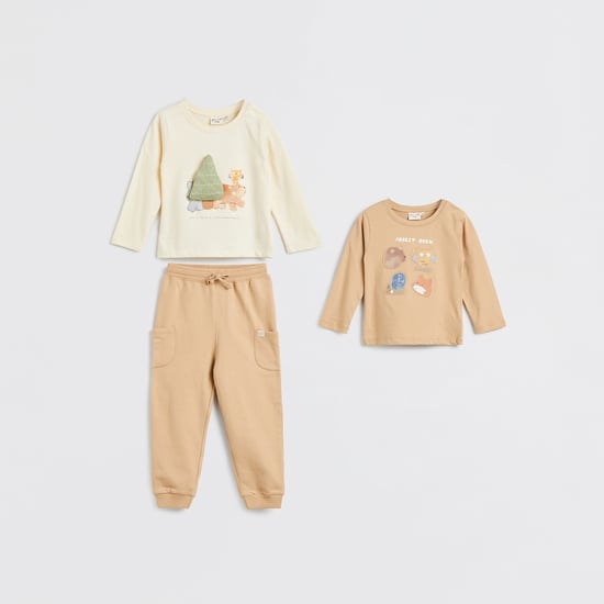 Juniors 3 Piece Applique T-shirt with Joggers Set