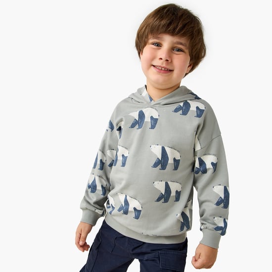 Juniors Panda Print Hooded Sweatshirt with Long Sleeves