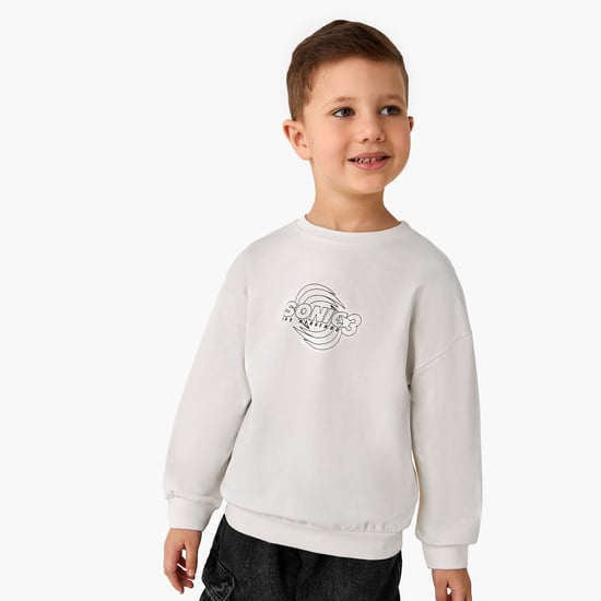 Juniors Sonic Print Sweatshirt with Long Sleeves