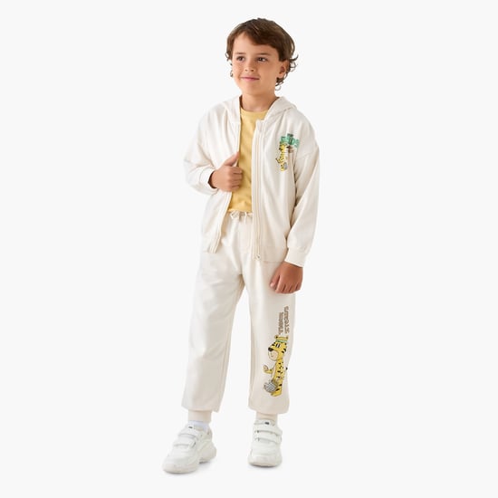 Juniors Tiger Print Hooded Sweatshirt and Joggers Set