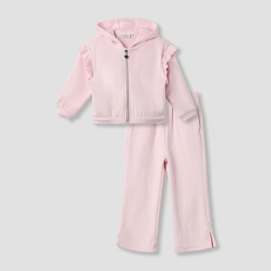 Juniors Textured Sweatshirt with Track Pants Set