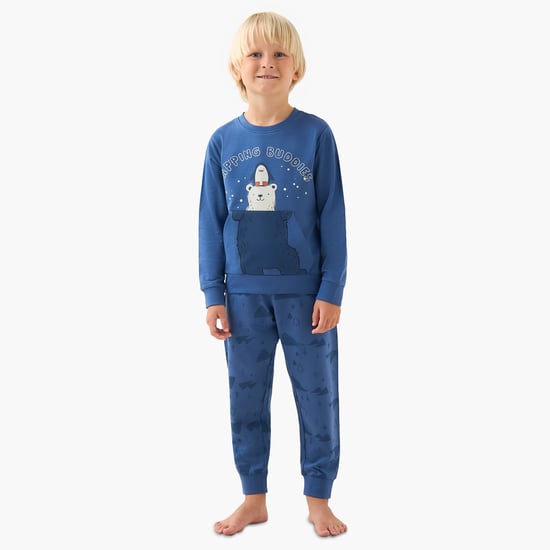 Juniors Bear Print Sweatshirt and Joggers Set