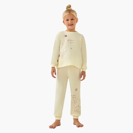 Juniors Cat Print Sweatshirt with Joggers Set
