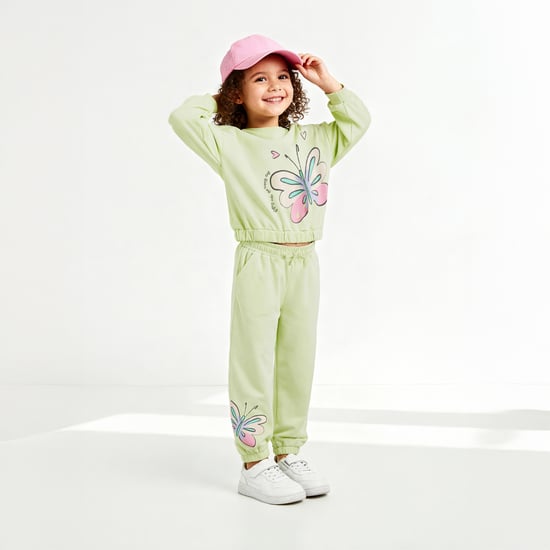 Juniors Butterfly Print Joggers with Pockets