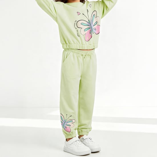 Juniors Butterfly Print Joggers with Pockets