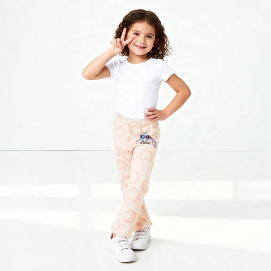 Stitch Print Wide Leg Joggers with Pockets