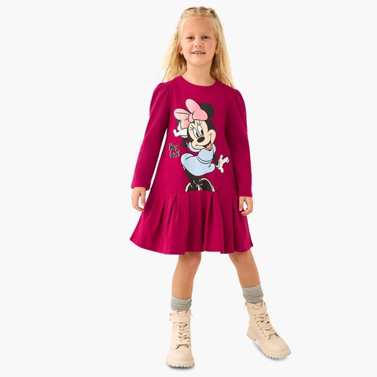 knee length dresses for ladies Disney Minnie Mouse Baby Long Sleeve Polka Dress Off White, 12M