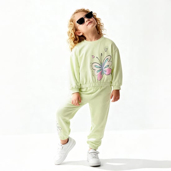 Juniors Butterfly Print Sweatshirt with Long Sleeves
